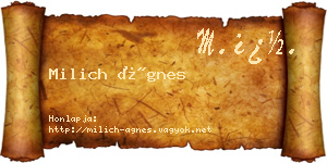 Milich Ágnes névjegykártya